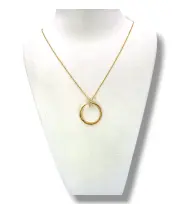 Модерно златно колие с кръгла халка пирон Картие 14K RG11924