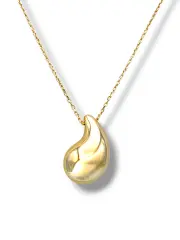 Фино златно колие с обемна капковидна висулка тип Bottega Veneta 14K RG13181