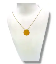 Тънко златно колие с кръгла златна плочка 14K RG12022