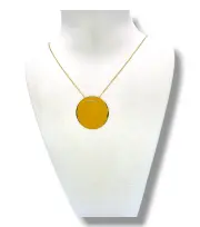 Тънко златно колие с голяма кръгла плочка 14K RG12023