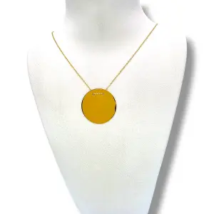 Тънко златно колие с голяма кръгла плочка 14K RG12023
