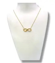 Тънко златно колие със символ безкрайност и циркони 14K RG12024