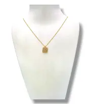 Тънко златно колие с квадратна висулка и циркони 14K RG12025
