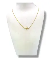 Тънко златно колие с кръстче и циркони 14K RG12026