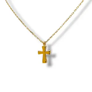 Тънко златно колие със семпло кръстче 14K RG12793