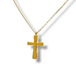 Тънко златно колие с класическо семпло кръстче 14K RG12799