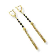 Висящи обеци с пискюл от фини синджирчета 14K RG12701