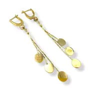 Висящи обеци с кръгли плочки и синджирчета 14K RG12703