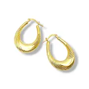 Висящи обеци с релефна шарка 14K RG10920