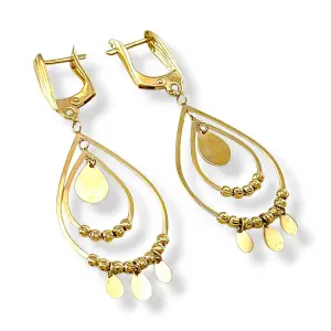 Висящи обеци тип капка с декоративни висулки 14K RG12705