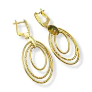 Висящи златни обеци с тройни овални халки 14K RG12706