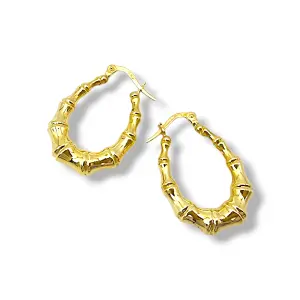 Висящи обеци с бамбуков ефект 14K RG10921