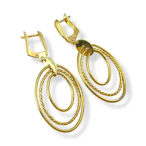 Висящи златни обеци с тройни овални халки 14K RG12706