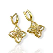 Висящи златни обеци Van Cleef с циркони 14K RG11802