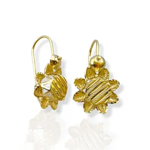 Висящи златни обеци цвете с луксозен дизайн 14K RG11783