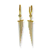 Висящи златни обеци с фин синджирен дизайн трицветни 14K RG12774