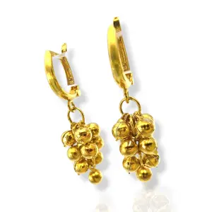 Висящи златни обеци с гроздове от блестящи топчета 14K RG13282