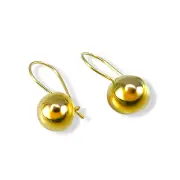 Висящи златни обеци с полирана полусферична форма 14K RG12819