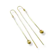 Висящи златни обеци с топче и синджир тип кука 14K RG12779