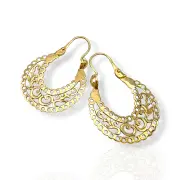 Висящи златни обеци „Кошници“ с ажурна капковидна форма 14K RG13309