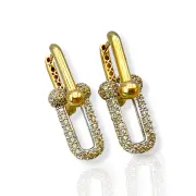 Висящи златни обеци Tiffany с инкрустирани камъни 14K RG11806