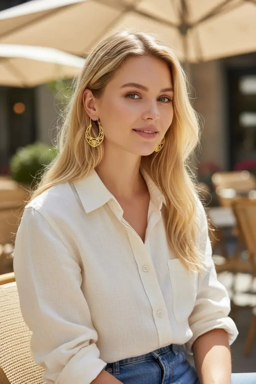 Ажурни висящи обеци капка с глава Медуза 14K RG12854