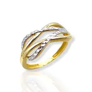 Ефектен златен дамски пръстен с усукана двойна линия 14K RG10632