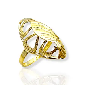 Дамски пръстен листо от злато с форма бадем 14K RG10640