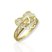 Сърцевиден дамски златен пръстен ажур 14K RG10612