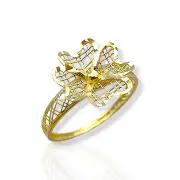 Златен дамски пръстен с цвете мрежа 14K RG10622