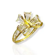 Златен дамски пръстен с ефектна панделка 14K RG10623