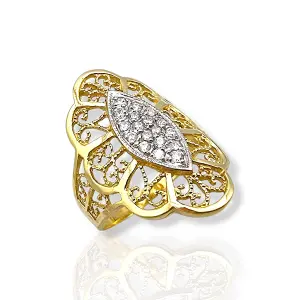 Ажурен златен пръстен с циркони 14K RG10385