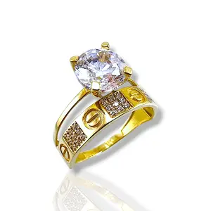 Дамски златен пръстен с централен камък 3.53гр м57 14К/585 RG9176