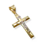 Златен кръст с надпис INRI и разпятие 14K RG12001