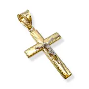 Златен кръст с релефен кант и разпятие 14K RG12003