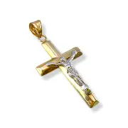 Златен кръст с разпятие с фасетирани рамена 14K RG12458