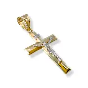 Златен кръст с разпятие и стилно духовно присъствие 14K RG12459
