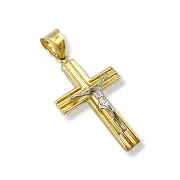 Класически златен кръст с изчистен релеф и Христос 14K RG11419