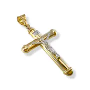 Златен кръст с разпятие и фина класическа символика 14K RG12460