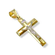 Златен религиозен кръст с фигурка на Христос отпред 14K RG11420
