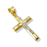Кръст от жълто злато с изящно разпятие отпред 14K RG11423
