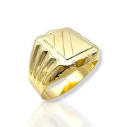 Класически мъжки златен пръстен гравиран – злато втора ръка 14K RG10445
