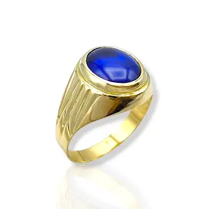 Златен мъжки пръстен със сапфир 14K RG10389