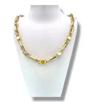 Златен мъжки синджир с елипсовидни звена и кръгли мотиви 14K RG12227