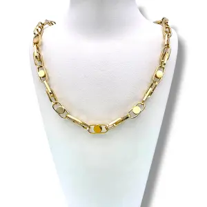 Златен мъжки синджир с елипсовидни звена и кръгли мотиви 14K RG12227