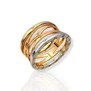 Елегантен златен пръстен Bvlgari в три цвята 14K RG11970