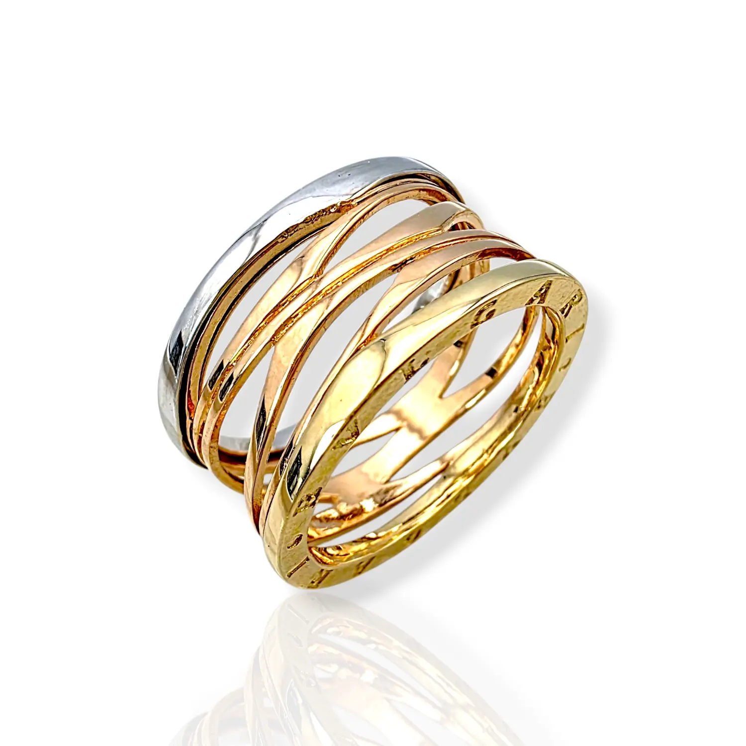 Елегантен златен пръстен Bvlgari в три цвята 14K RG11970