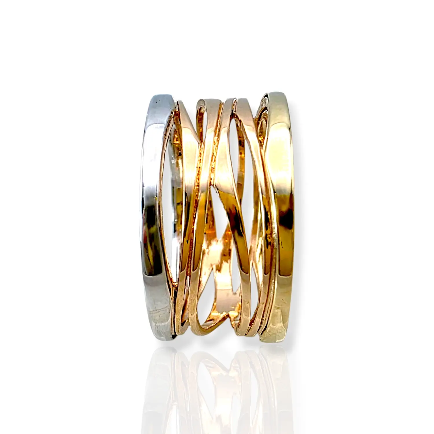 Елегантен златен пръстен Bvlgari в три цвята 14K RG11970