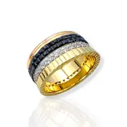 Луксозен златен пръстен Boucheron с черни детайли 14K RG11969