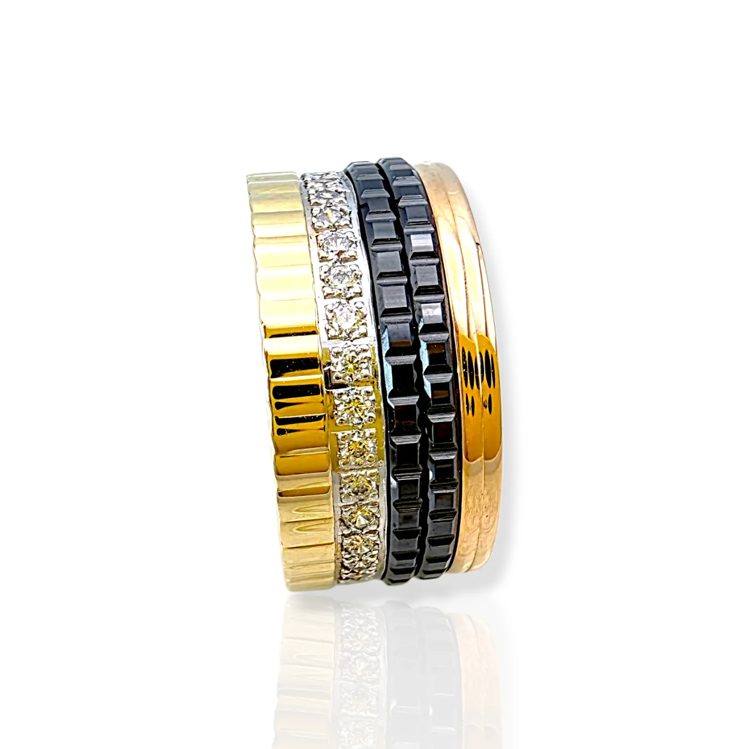 Луксозен златен пръстен Boucheron с черни детайли 14K RG11969